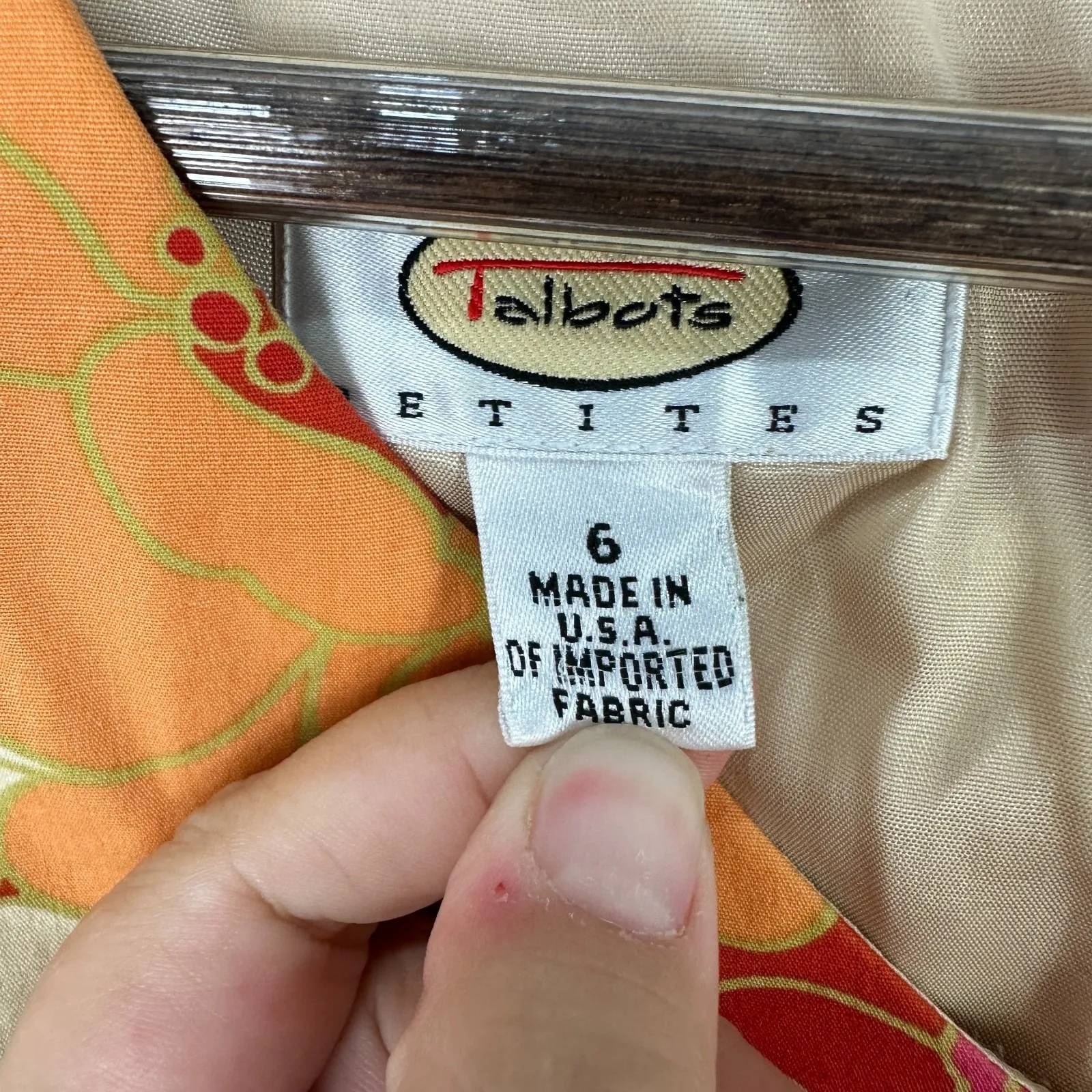 Talbots Petites 6 Floral Cotton Sheath Dress Orange Pink Mod Retro 60s Dopamine - Image 3