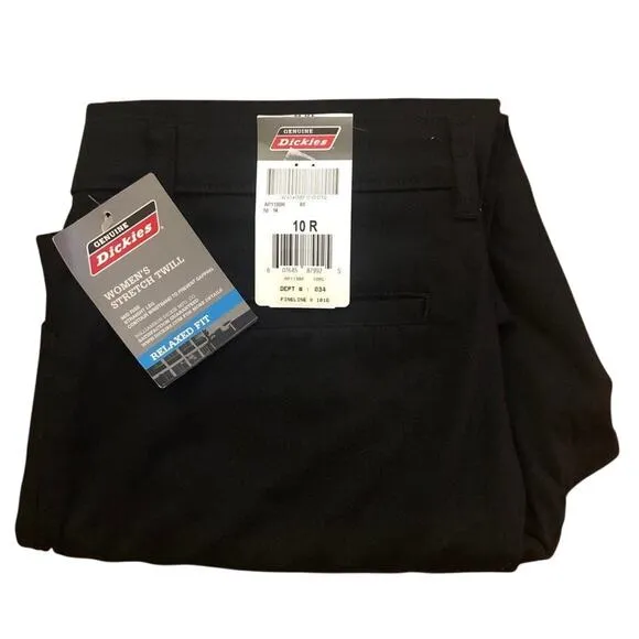 NWT Genuine Dickies black relaxed stretch twill straight leg size 10R ladies - Image 2