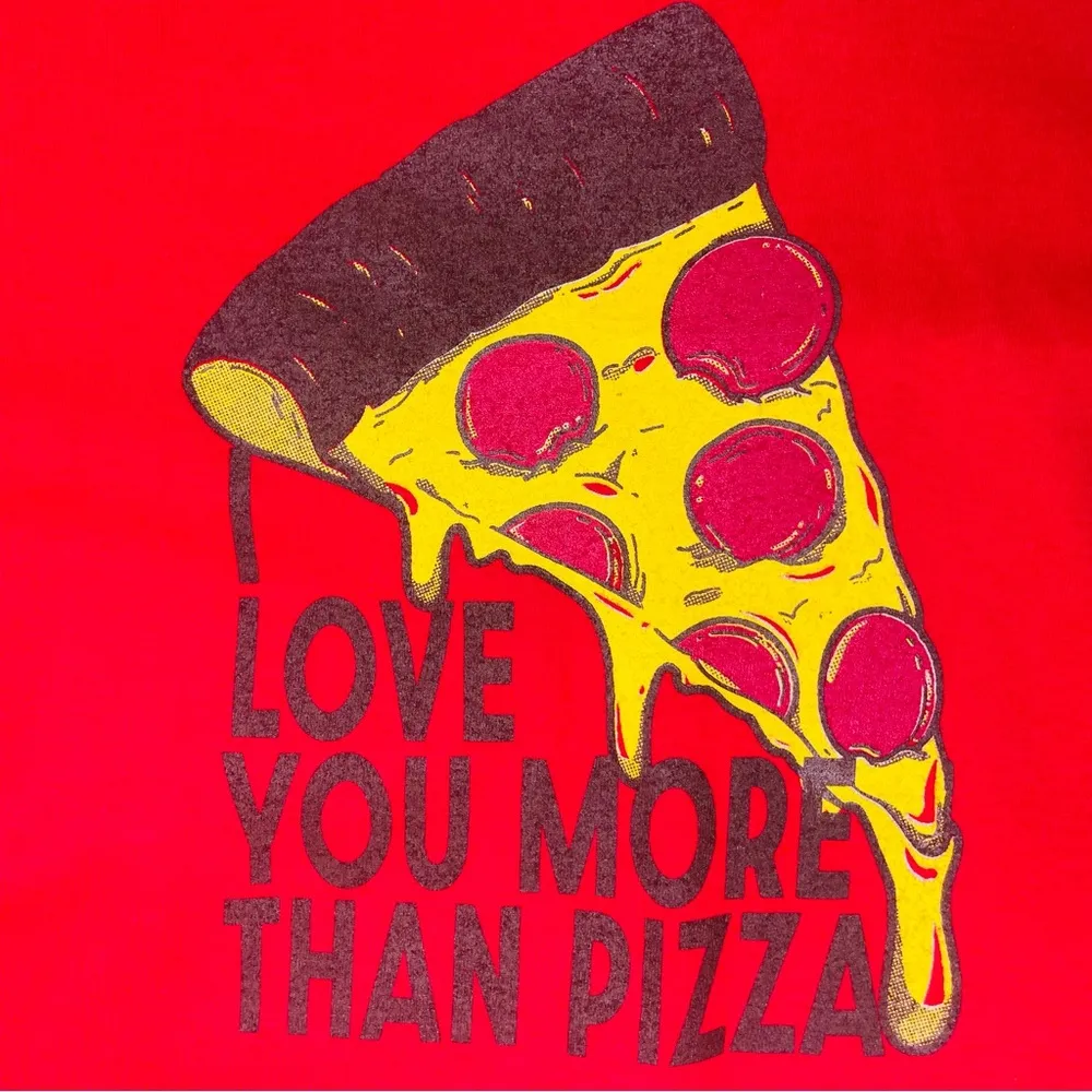 Nwt I love you more then pizza Valentine’s short sleeve t shirt cotton large Red - Image 2