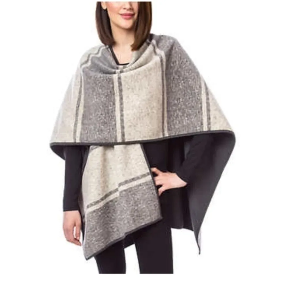 IKE BEHAR Reversible Fleece Poncho Wrap On OS Gray Size undefined - Image 7