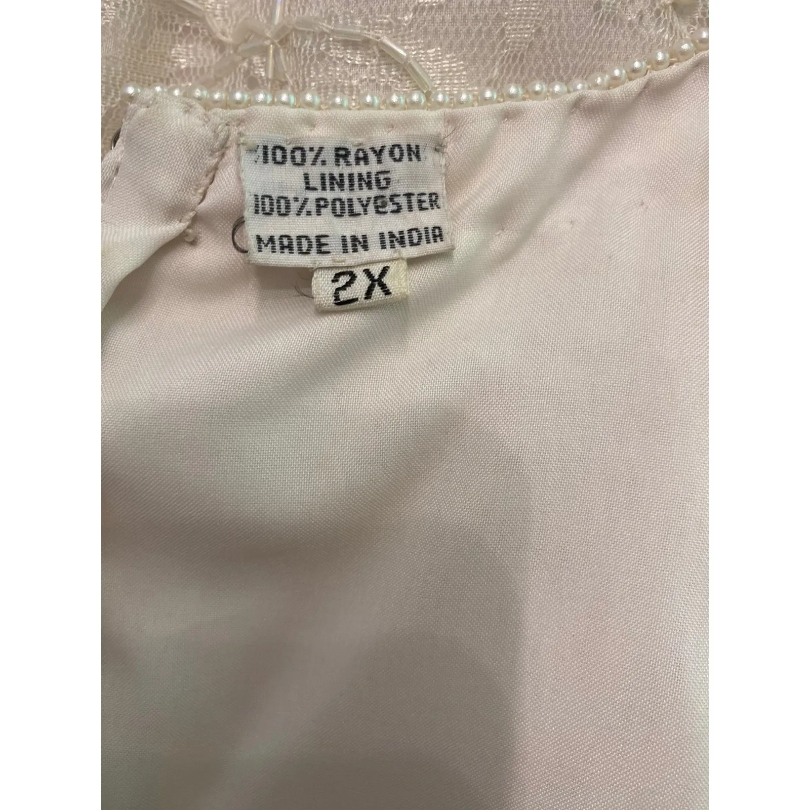 NWT Scala Holiday Party‎ Dress Champagne Ivory Lace Pearl Beaded Midi 2X - Image 5