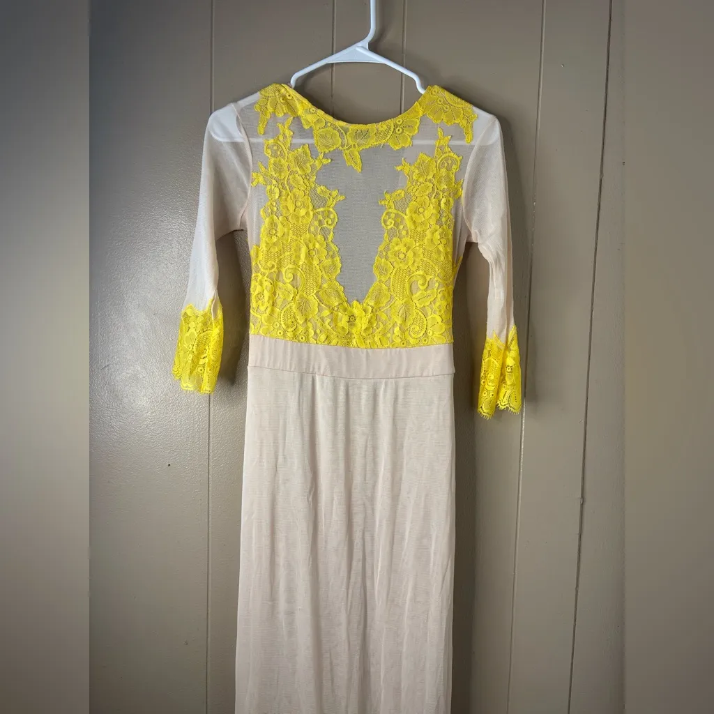 We Are HAH Free People Take A Bow Reversible Cocktail Dress Size Small Yellow - Image 3