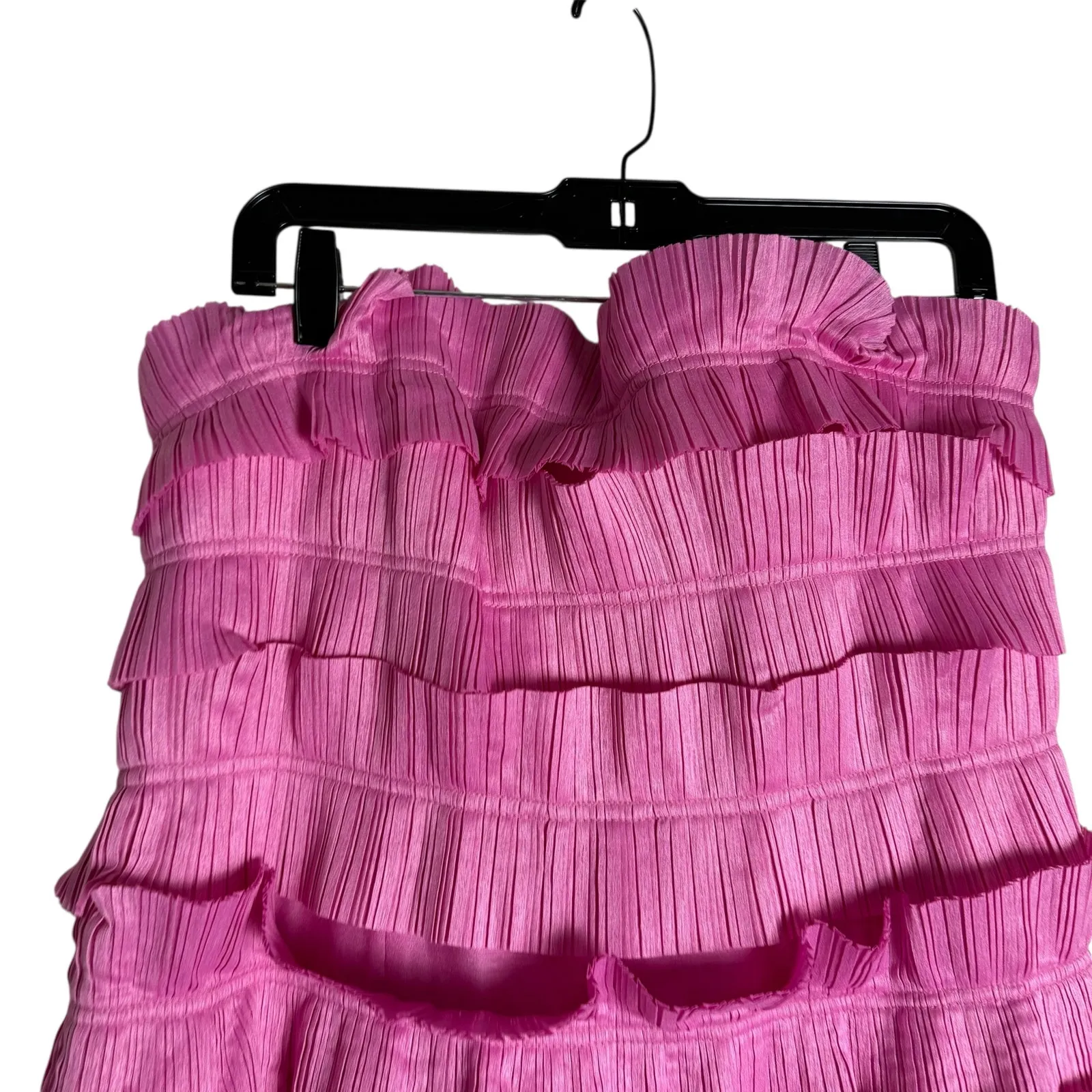 Aje Palladium Ruffled Strapless Ruffled Pleated Gauze Pink Mini Dress Size 12 - Image 6