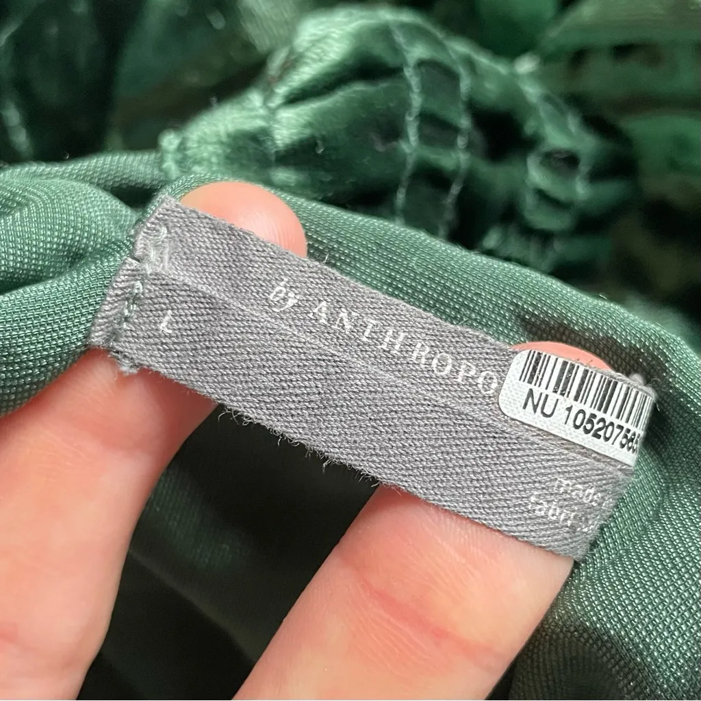 Anthropologie Green Velvet Tiered Maxi Skirt Large - Image 4