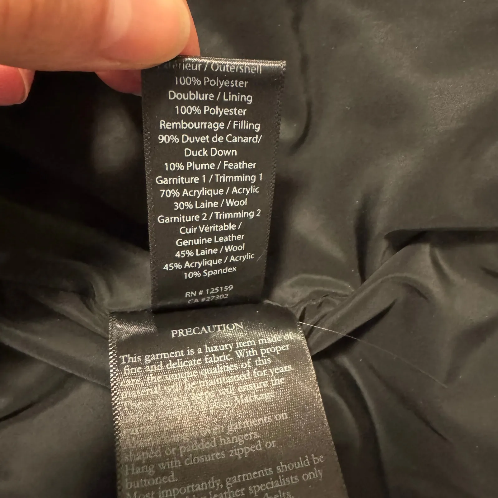 Mackage Brigid Black Down Puffer Coat XS Knit Collar Leather Trim Long Winter - Image 7