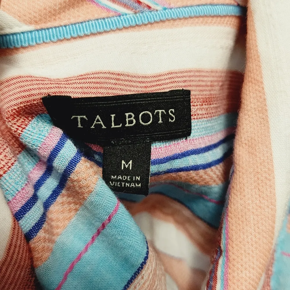 Talbots Sunset Stripe Classic Button Down Size Medium - Image 6