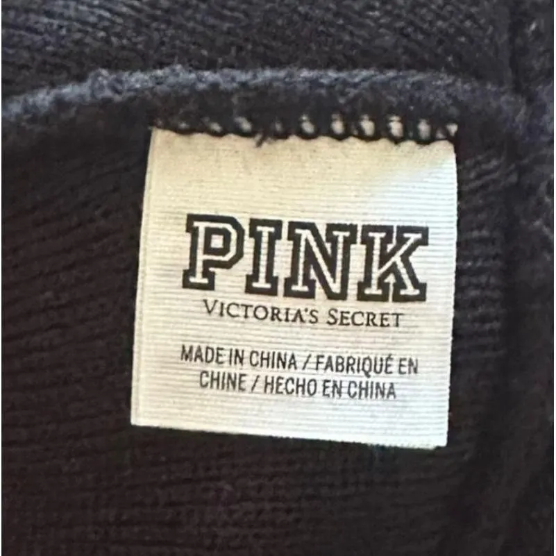 Victoria's Secret PINK Beanie Women Black Pom-Pom Holiday Fair Isle Size OS - Image 3