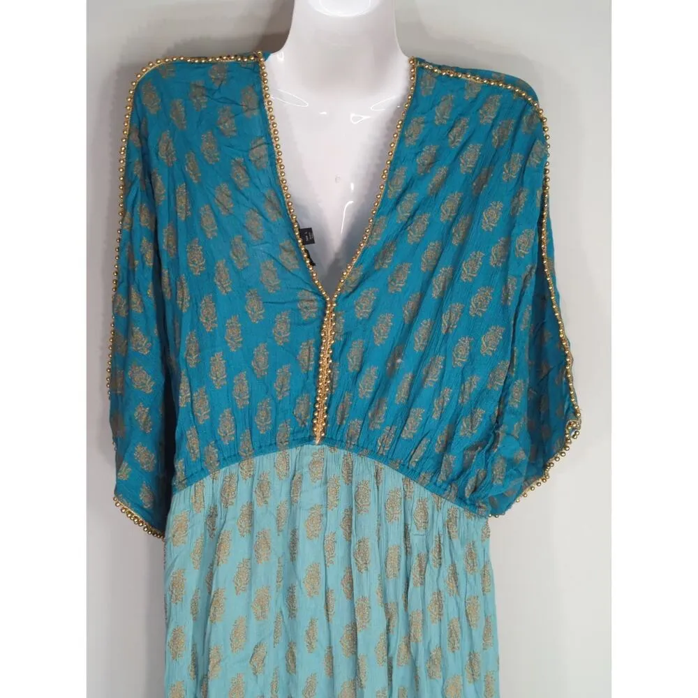 Boston Proper Women's Ombre & Metallic Beaded Maxi‎ Dress Multicolor Large NWT - Image 5