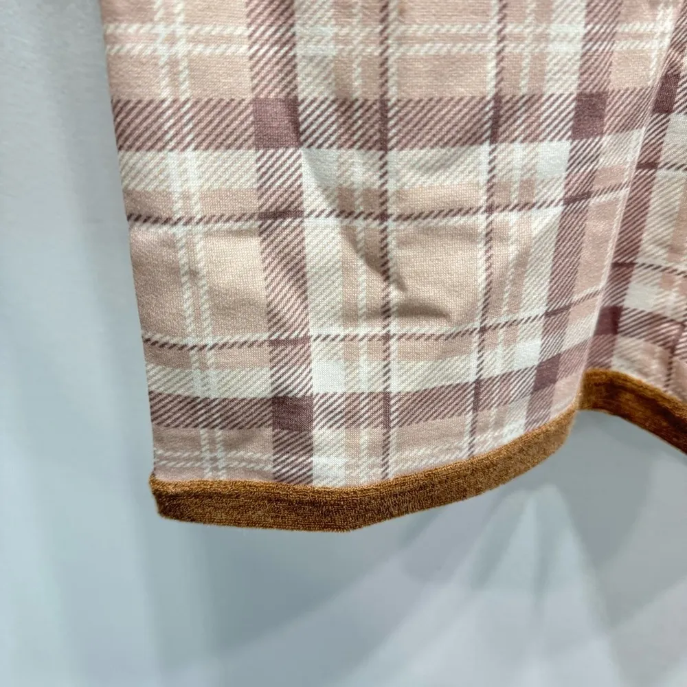 BiBi Tan & Cream Plaid Dropped Long Sleeve Soft & Comfy Oversized Shirt Size XL - Image 8