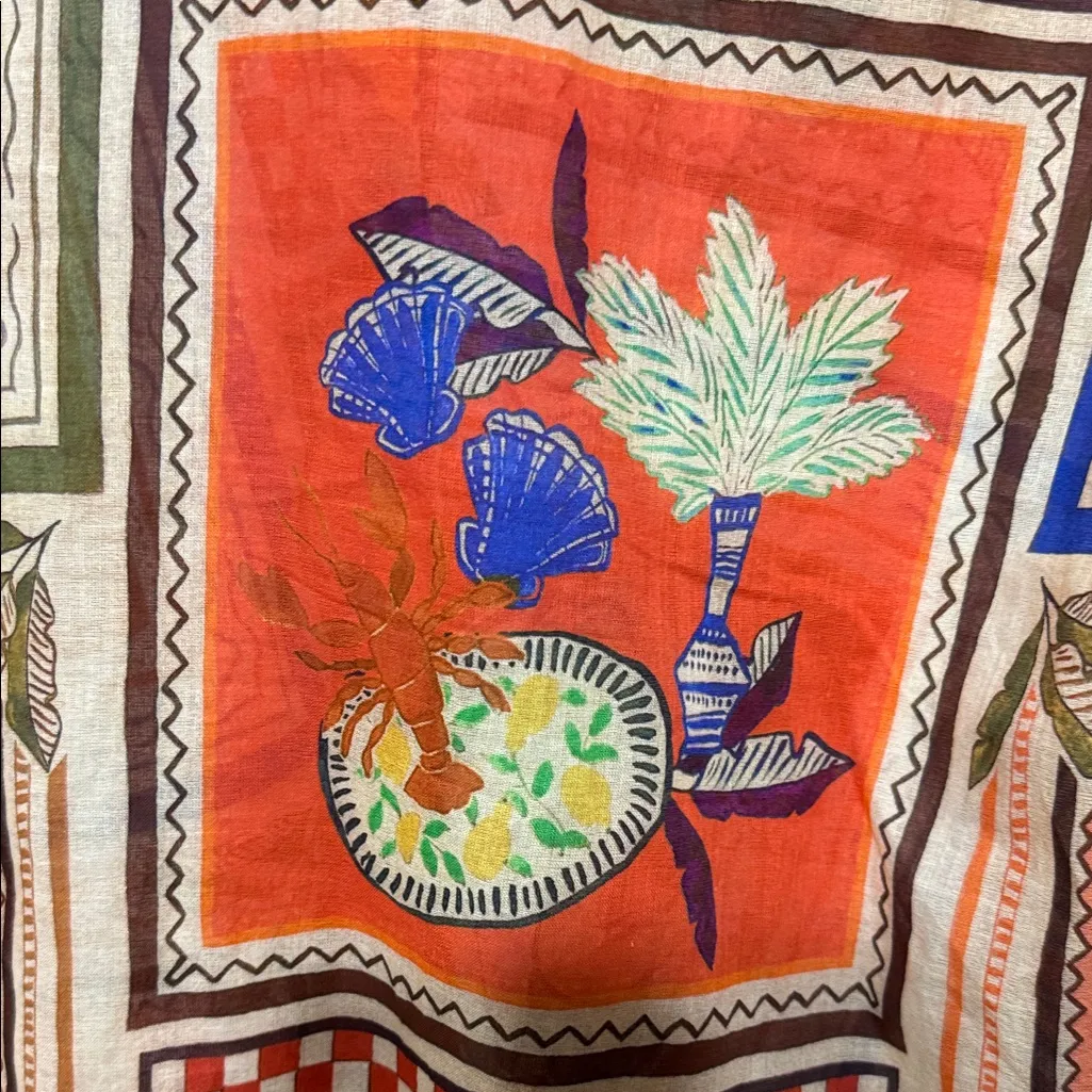 Calypso St. Barth  Orange and Brown Patterned Shirt - Image 7