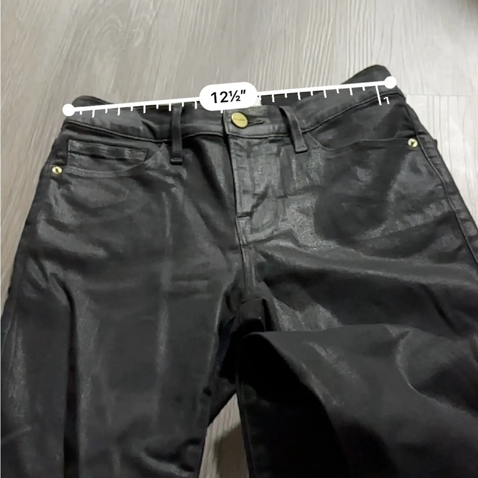 Frame Noir Coated Le Skinny de Jeanne Mid Rise‎ Black Skinny Jeans Size 26 - Image 9