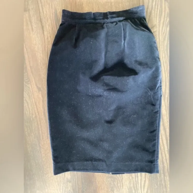 Vintage 80s JH Collectibles 2pc Navy Velvet suit blazer skirt 6 8 Blue - Image 3