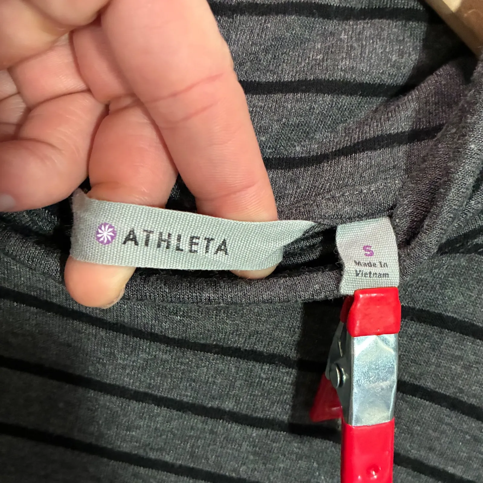 Athleta Striped Turtleneck Long Sleeve Top Gray Black Size S - Image 5