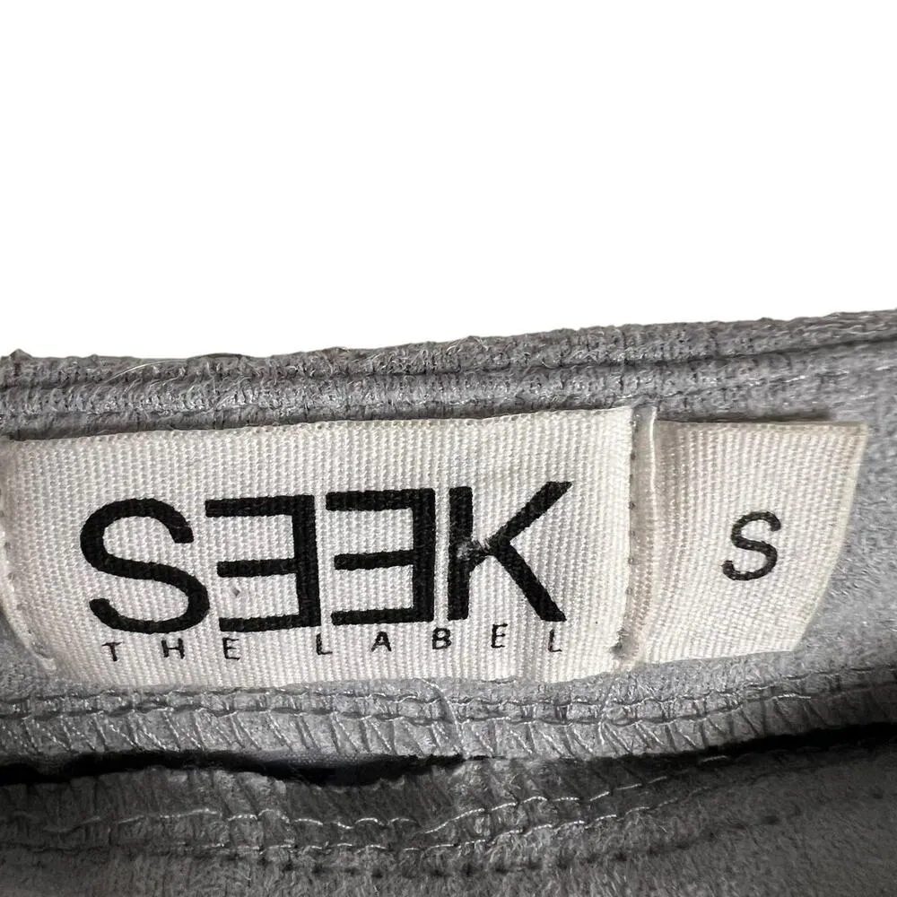 Seek The Label Gray Faux Suede Embroidered A-Line Mini Skirt Size Small - Image 6