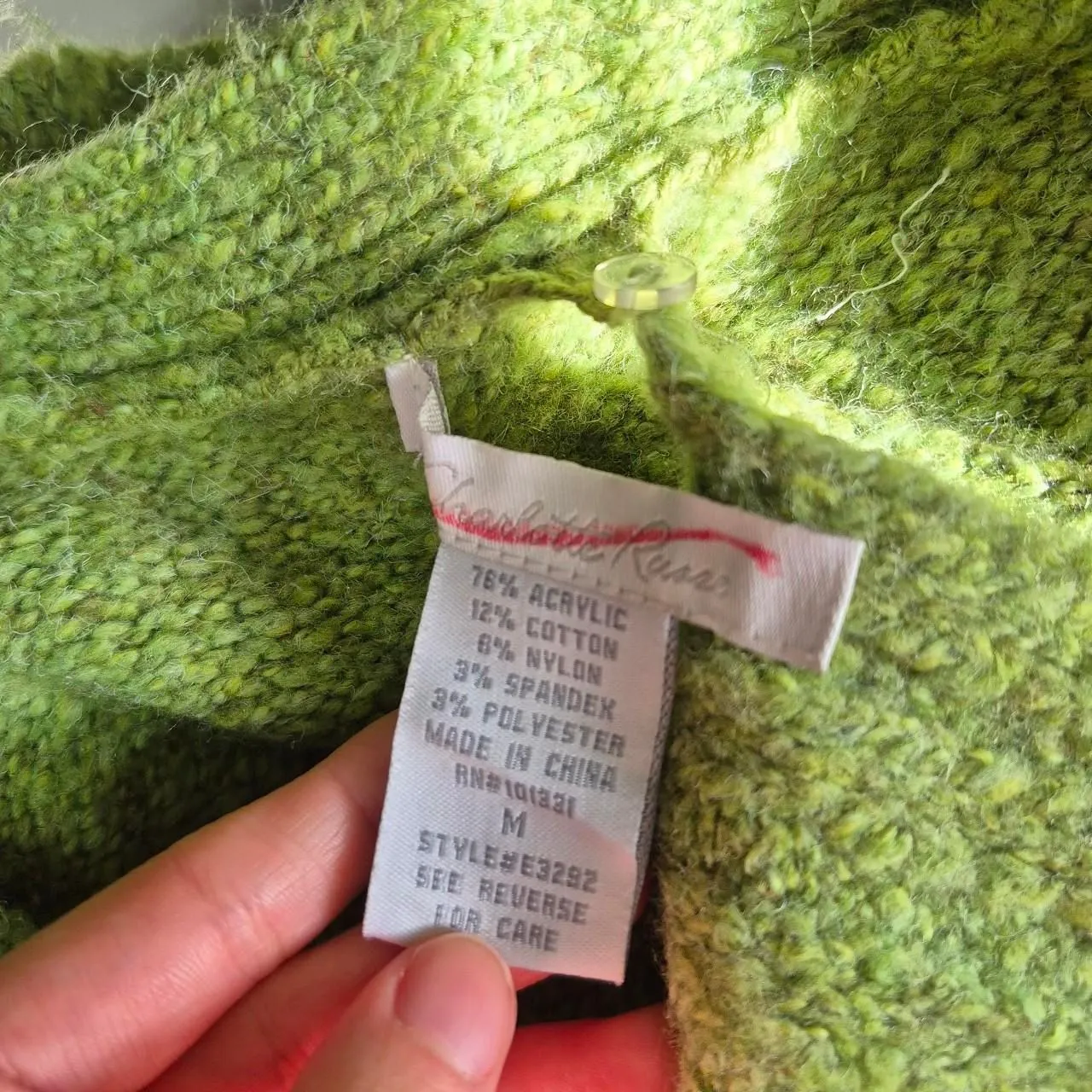 Charlotte Russe Y2K Green Knit Cardigan Button Front With Scarf Size Medium - Image 4