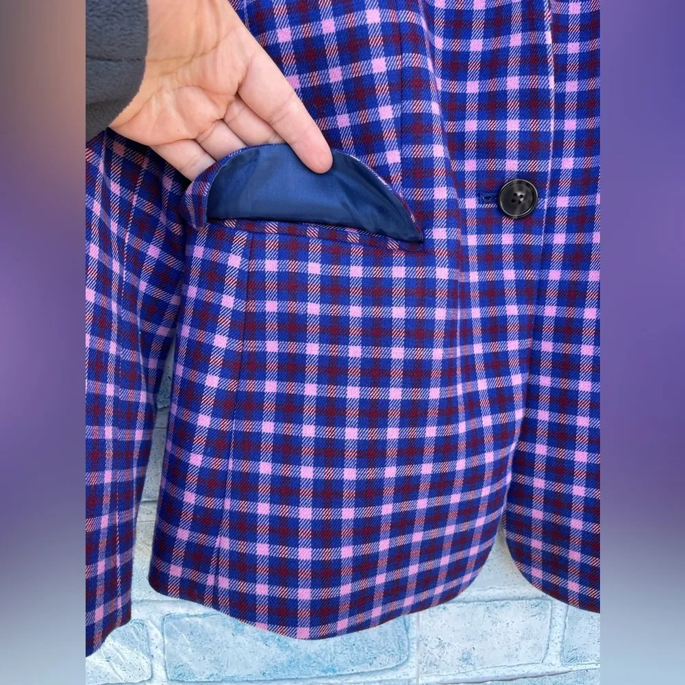 J. Crew Regent Checkered Plaid Blazer Women’s size 2 - Image 3