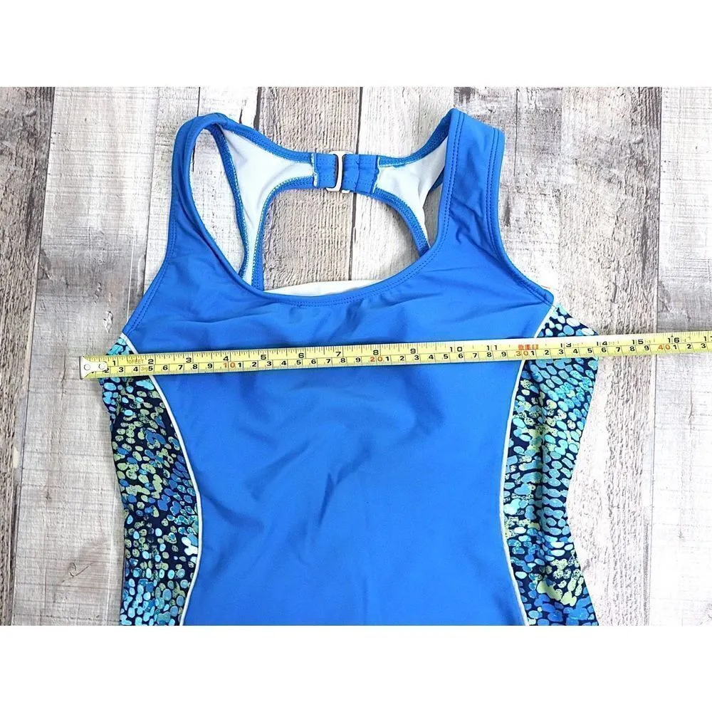 Catalina Side Band Racerback Blue 1pc Swimsuit Moderate Coverage MEDIUM Vacation - Image 5