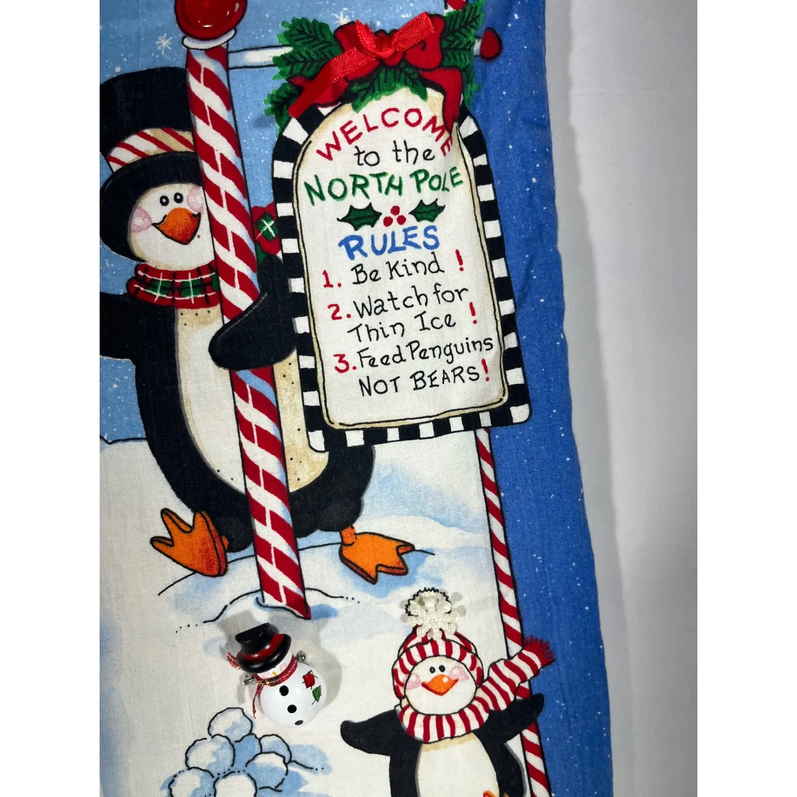 Vintage Handmade Penguin Christmas Vest Womens North Pole Reversible Holiday M/L Blue Size L - Image 3