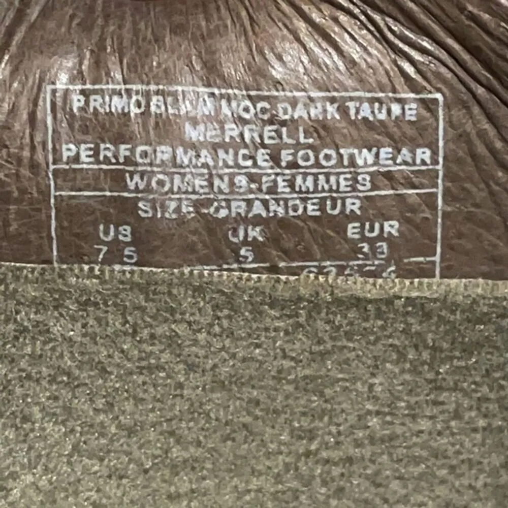 Merrell Primo Seam Moc Dark Taupe Leather Slip On Shoe Womens Size 7.5 EU 38 - Image 2