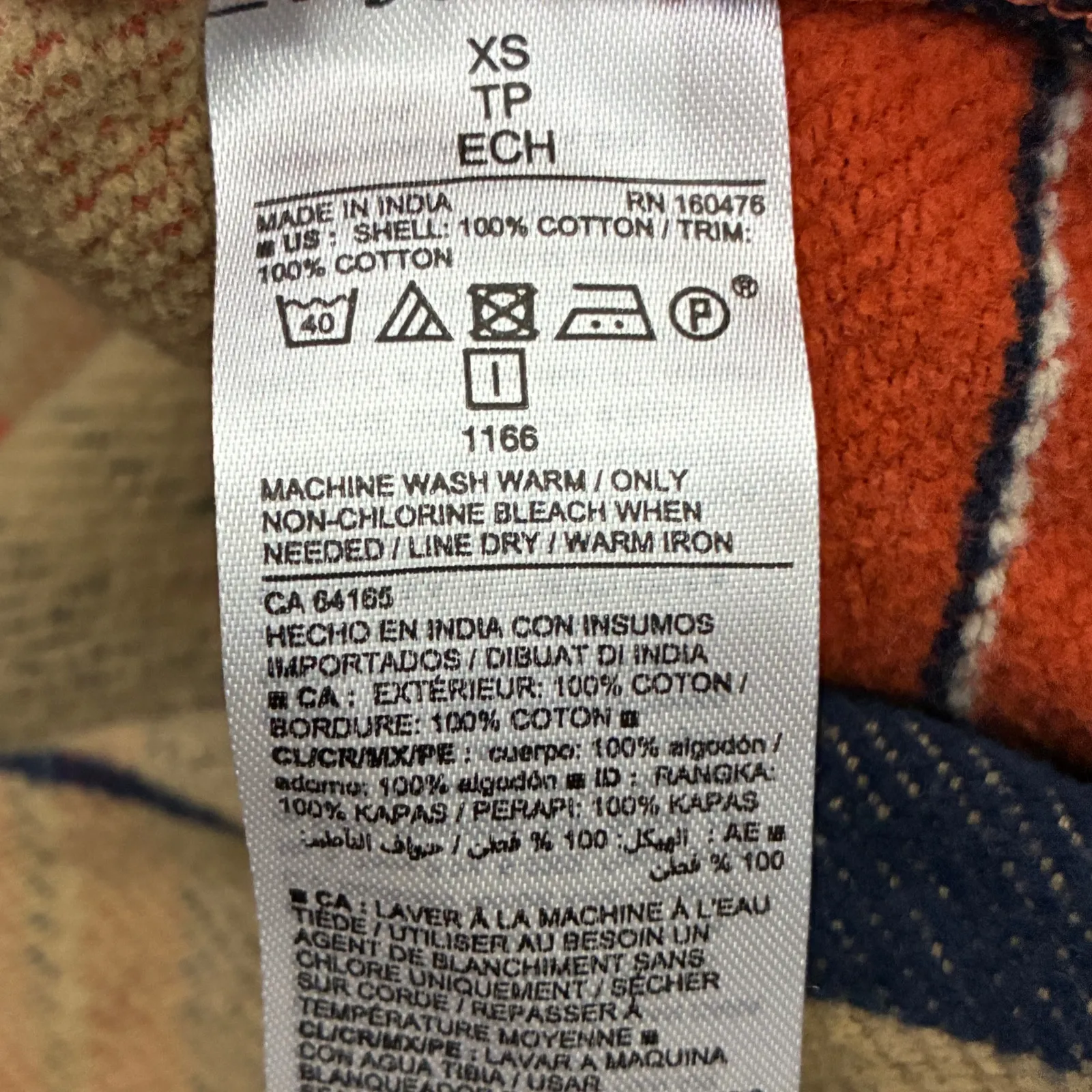 Old Navy Plaid Button Down Shirt Sz XS Orange Blue Cotton Fall Rustic Cabincore - Image 7