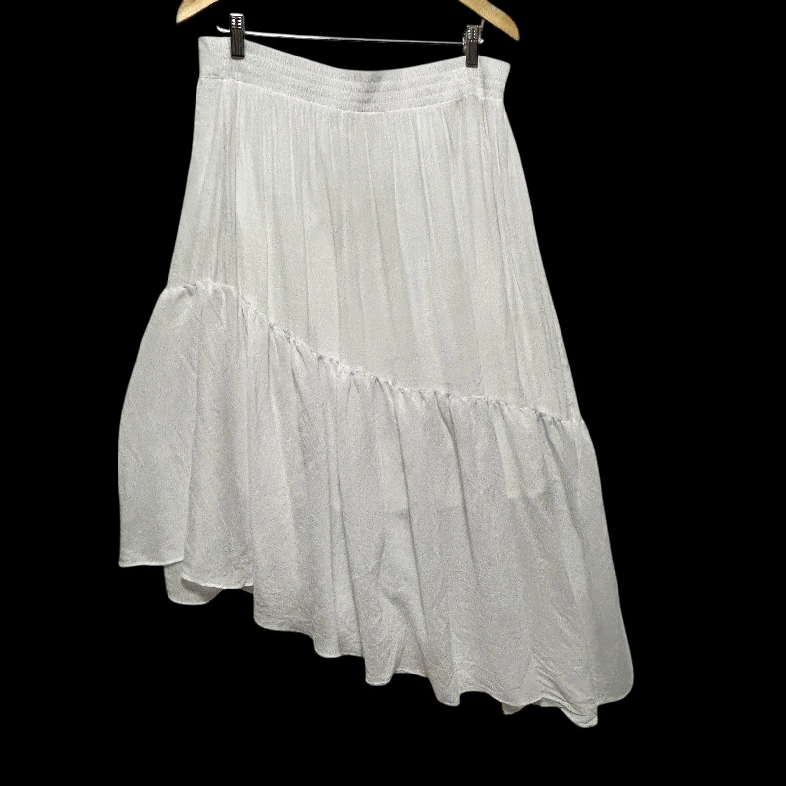 Cato Boho Skirt 14/16W White Asymmetrical Ruffle Midi Cottagecore Indie Festival - Image 3