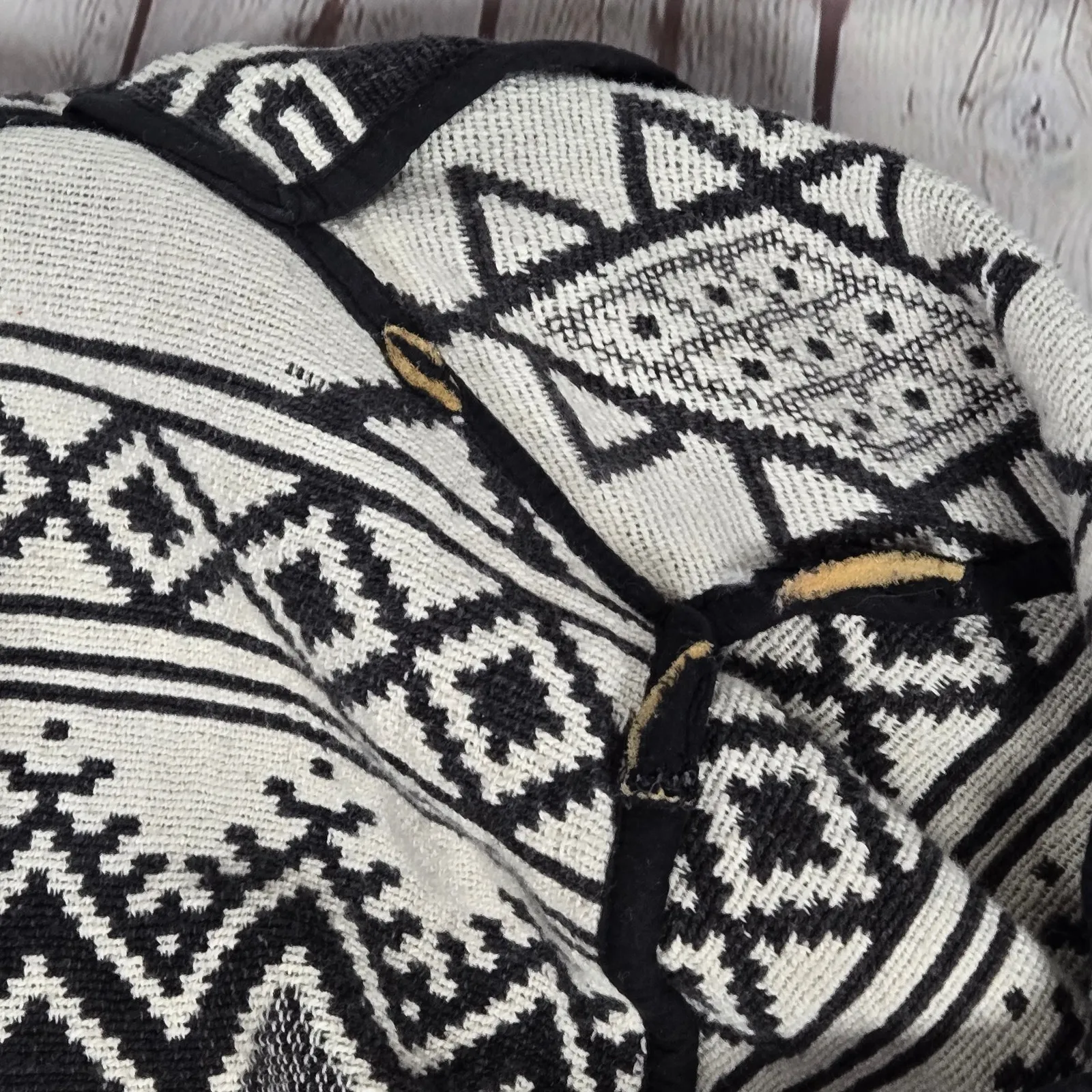 NEW IDENTITY Womens Geometric Print Jacket Black White Cotton Size M Tapestry Size M - Image 6