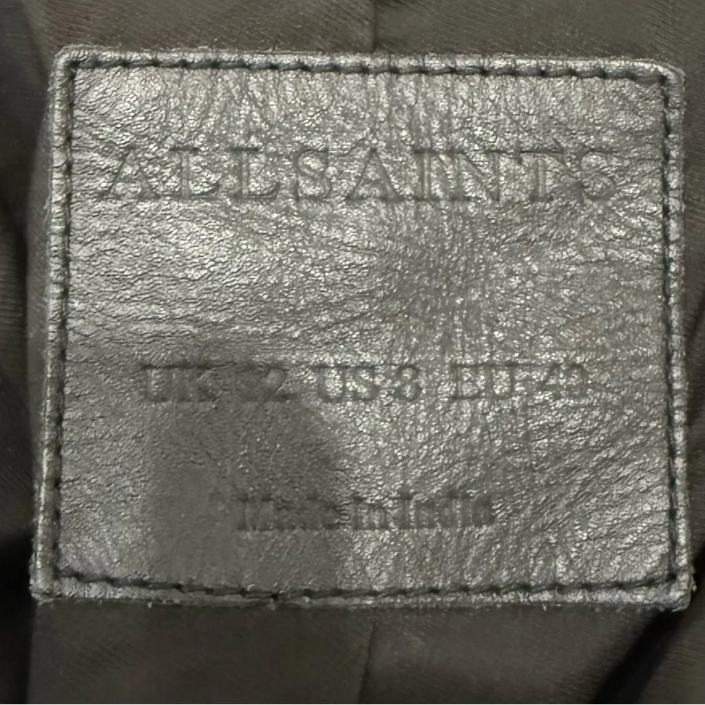 ALL SAINTS Dalby Biker Black 100% Lamb Leather Biker Jacket Women’s US 8 UK12 - Image 12