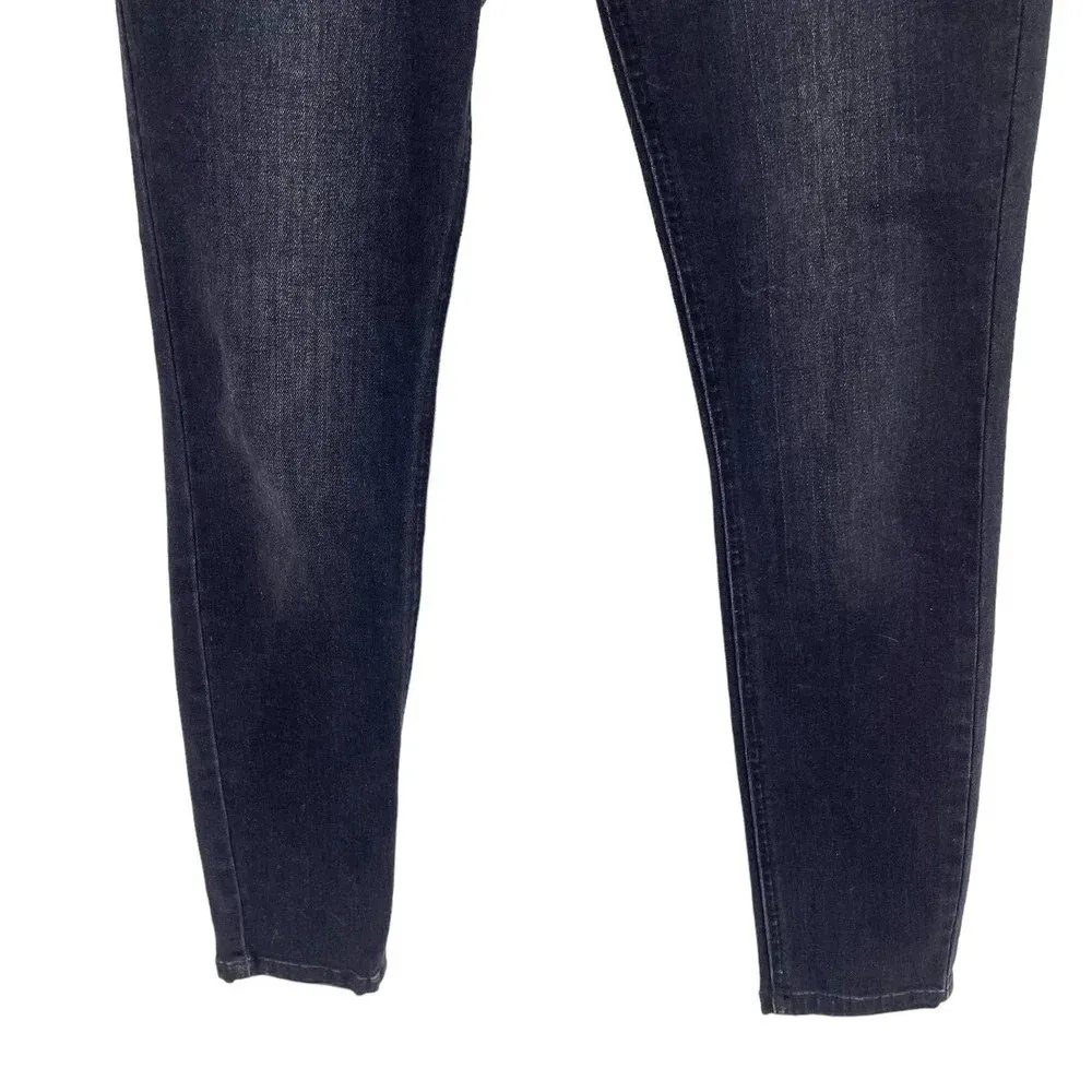 Current / Elliott The Fused High-Waist Stiletto Jeans Faux-Leather Black Size 24 - Image 5
