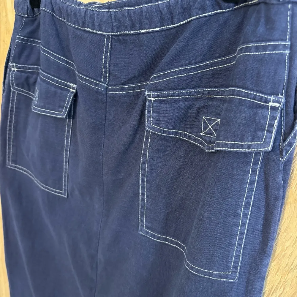 Vintage Jypsy Jeans Cotton Linen Blue Cargo Midi Skirt Sz M Size M - Image 6