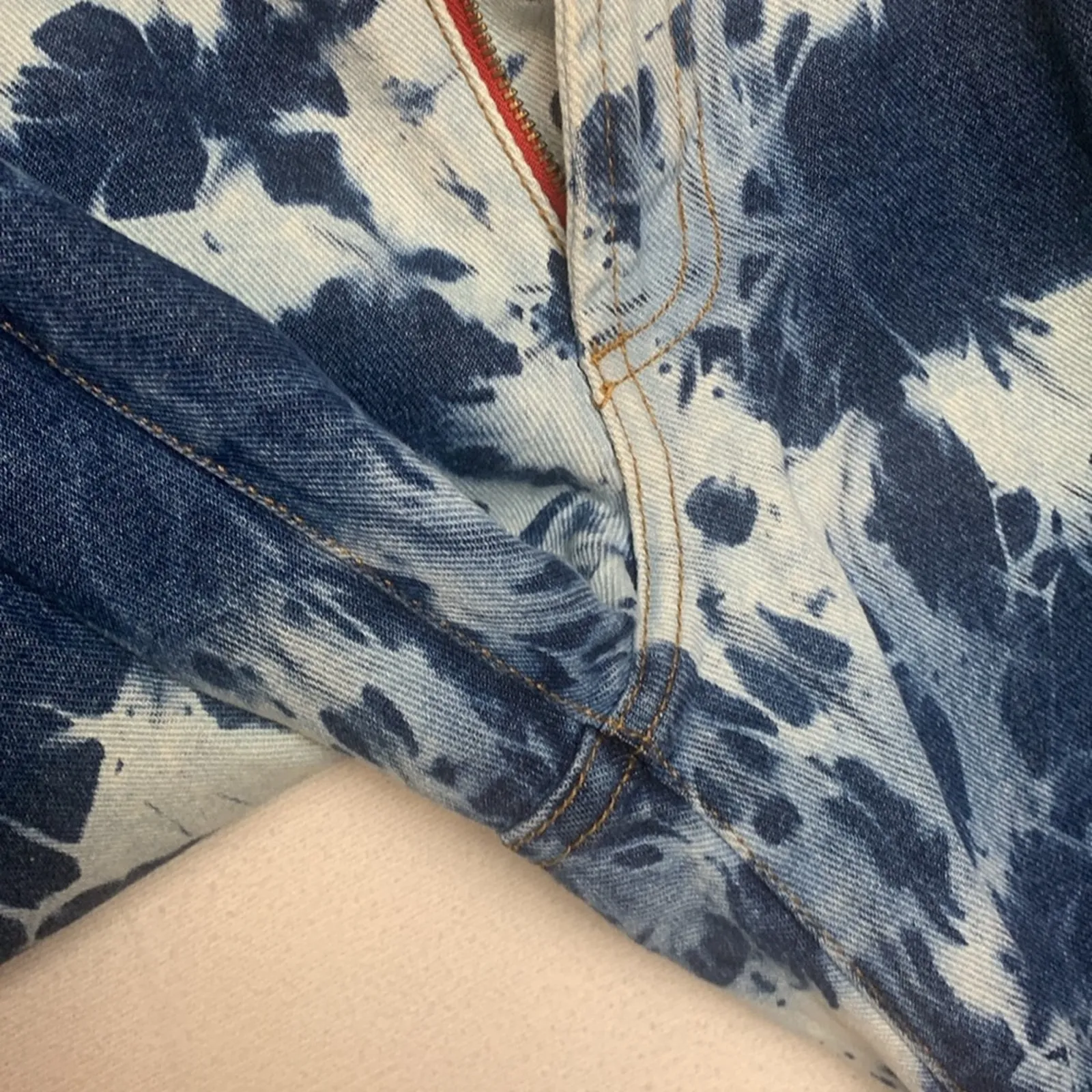 Hot Kiss juniors size 9 tye dye flare jeans boho raw hem 30 waist y2k 90s - Image 12