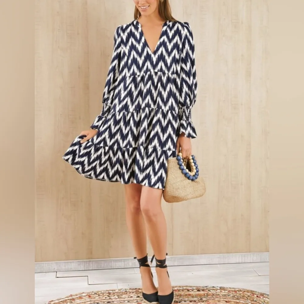 Tuckernuck Pomander Place Kenzo Ikat Navy Blue White Mini Dress - Image 5