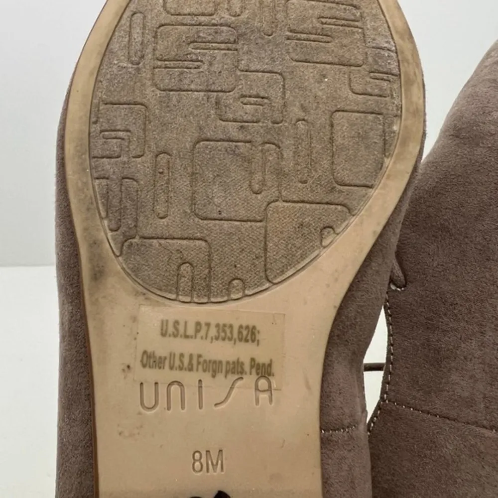 Unisa neutral tan beige ankle tie up faux suede pointed toe flat shoes size 8 - Image 8