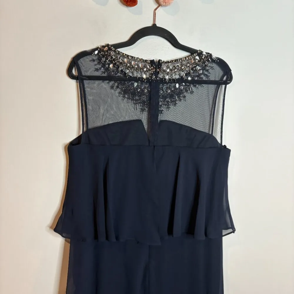NWT Patra navy blue embellished illusion gown Size 14 - Image 5