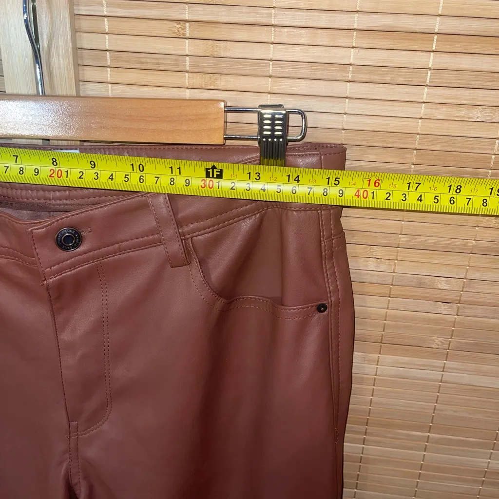 Kensie Jeans dark mocha brown pleather faux leather pants slacks womans 8 - Image 3