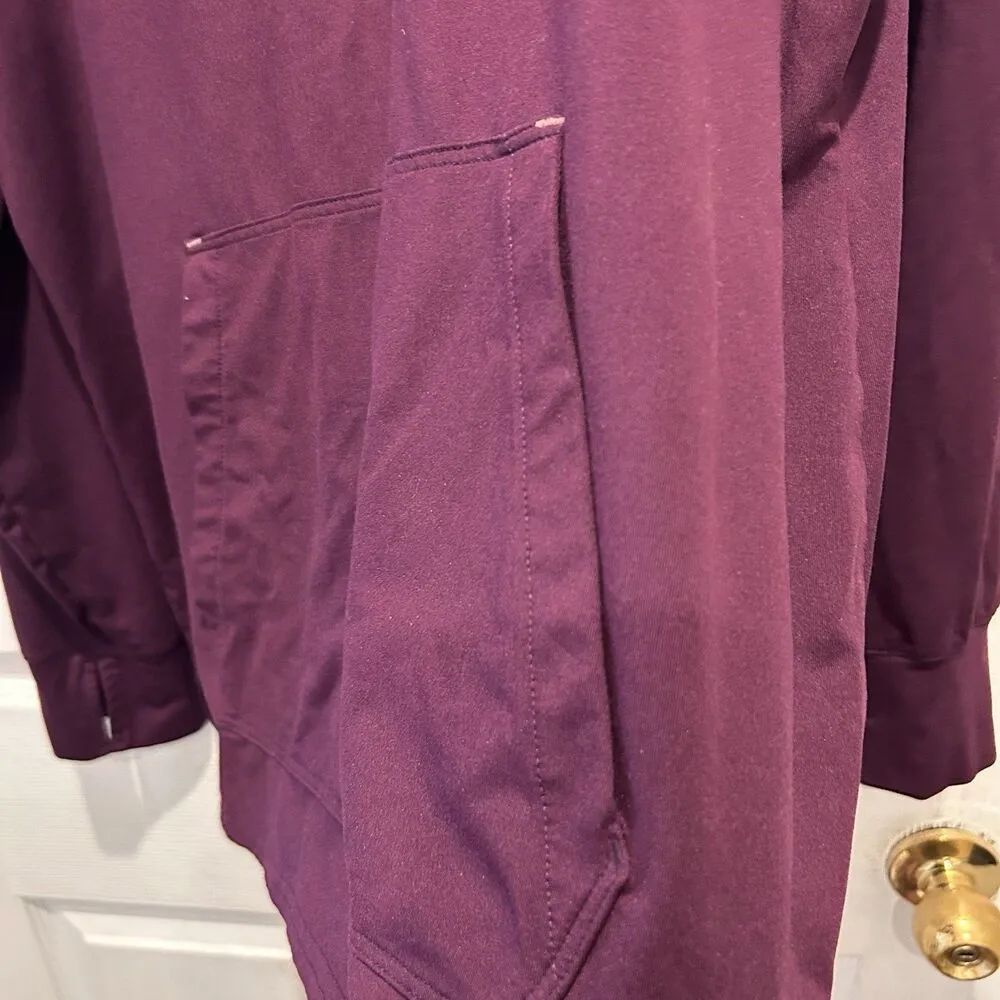 LL Bean Shirt Womens Large Maroon Performance Stretch Hooded Thumb Hole Outdoors Red - Image 3