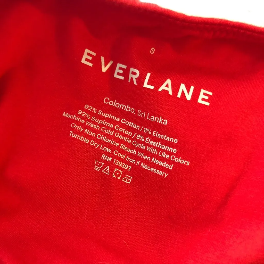 Everlane Womens The Cropped Square-Neck Cami Top Goji Berry Red S - Image 3