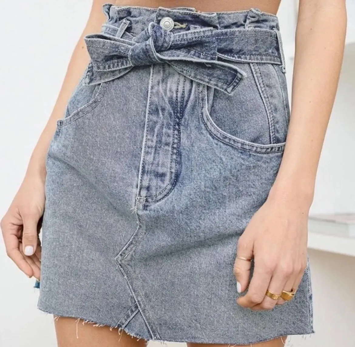Denim Tie Skirt Blue - Image 2