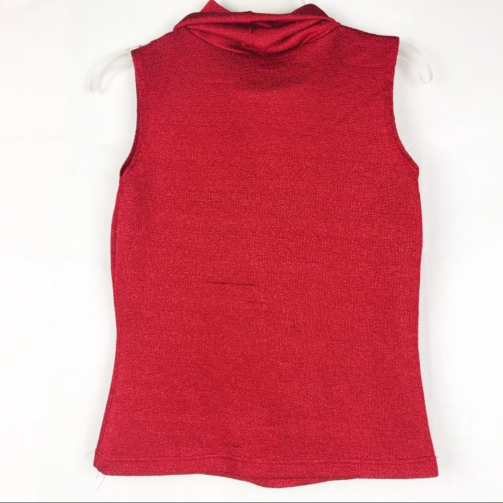 Vintage LOB Y2K Metallic Sleeveless Turtleneck Red Top Size XS Christmas Holiday - Image 3