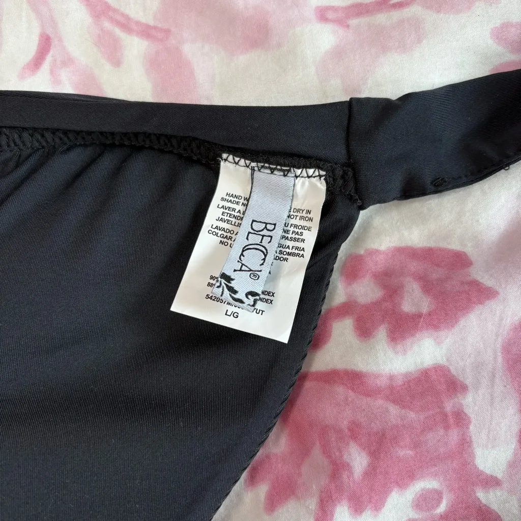 NWT BECCA black corset triangle ruched bikini - Image 4