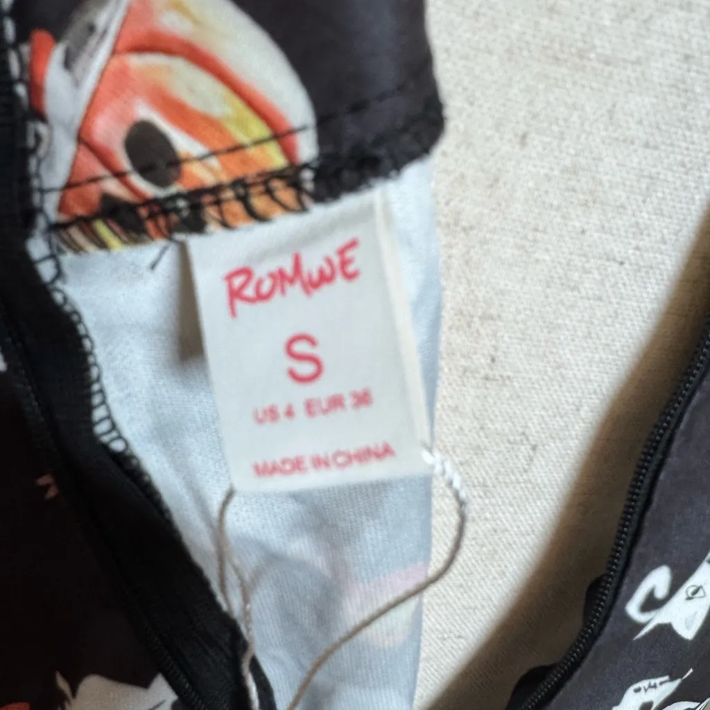 HALLOWEEN ROMWE Black  Print suspender Skirt - Image 6