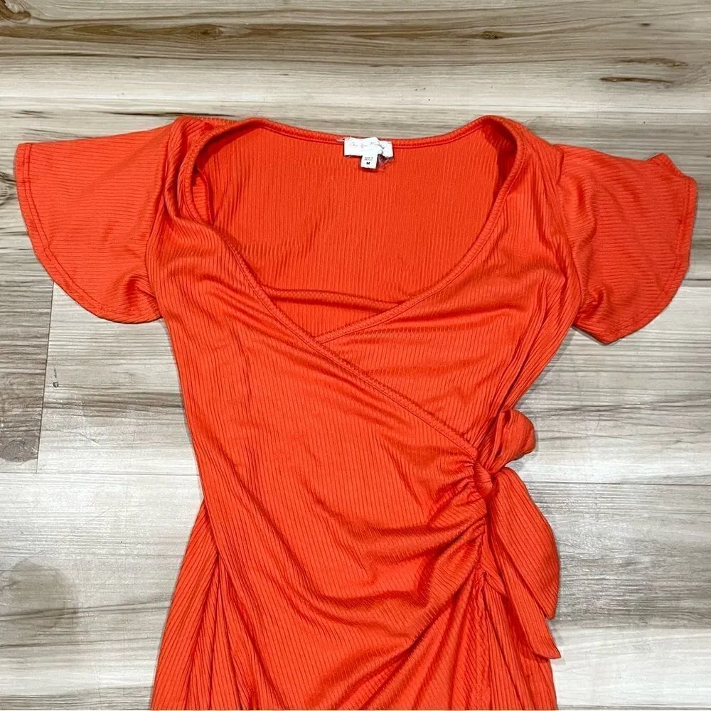See You Monday Orange Wrap Dress Women’s Medium - Image 5