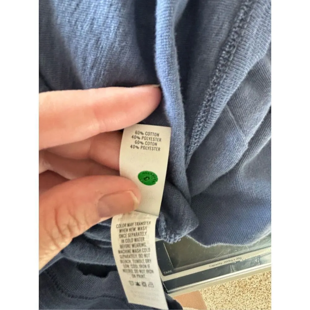 AERIE Tiered Blue Maxi Dress Raw Hem Women’s Size Large Sleeveless 60% Cotton - Image 3