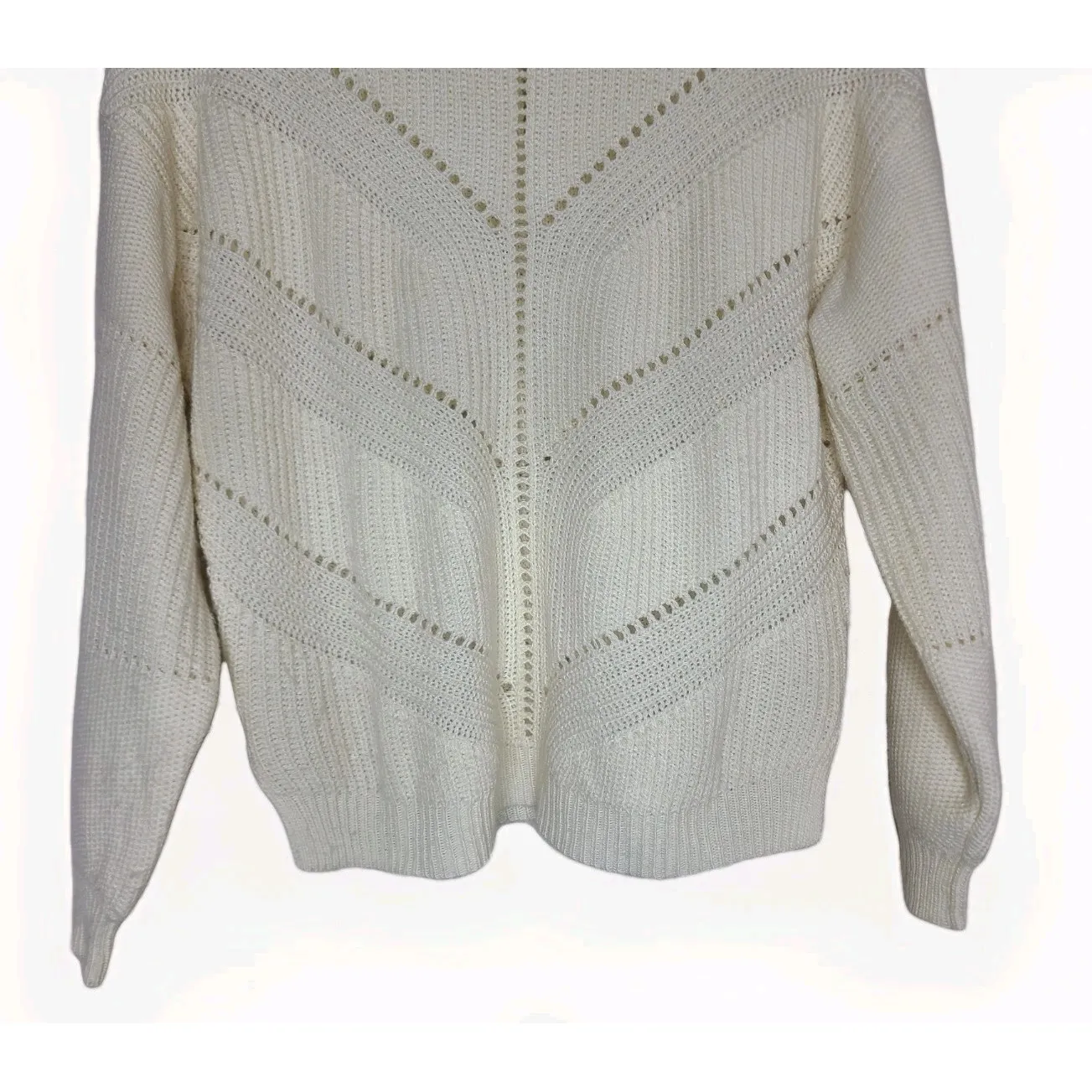 Marine Layer Cream Olivia Long Sleeve Crew Neck Pullover Womens Sweater Size S - Image 3