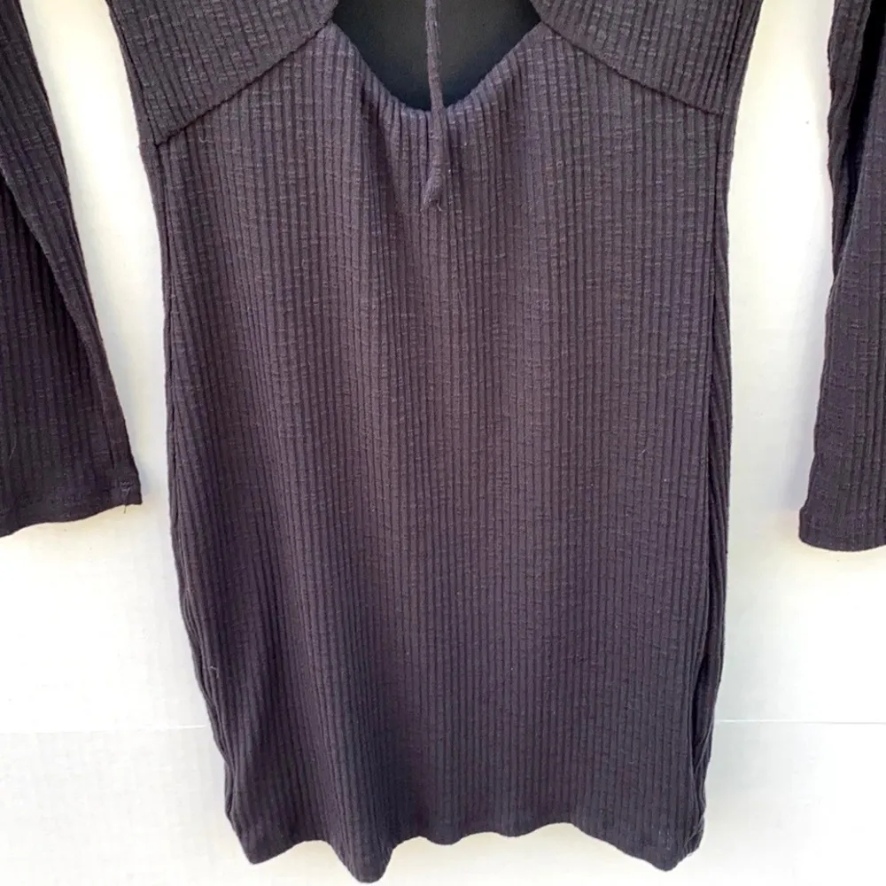 Princess Polly Womens Size 4 black long sleeve ribbed double cutout dress - Image 4