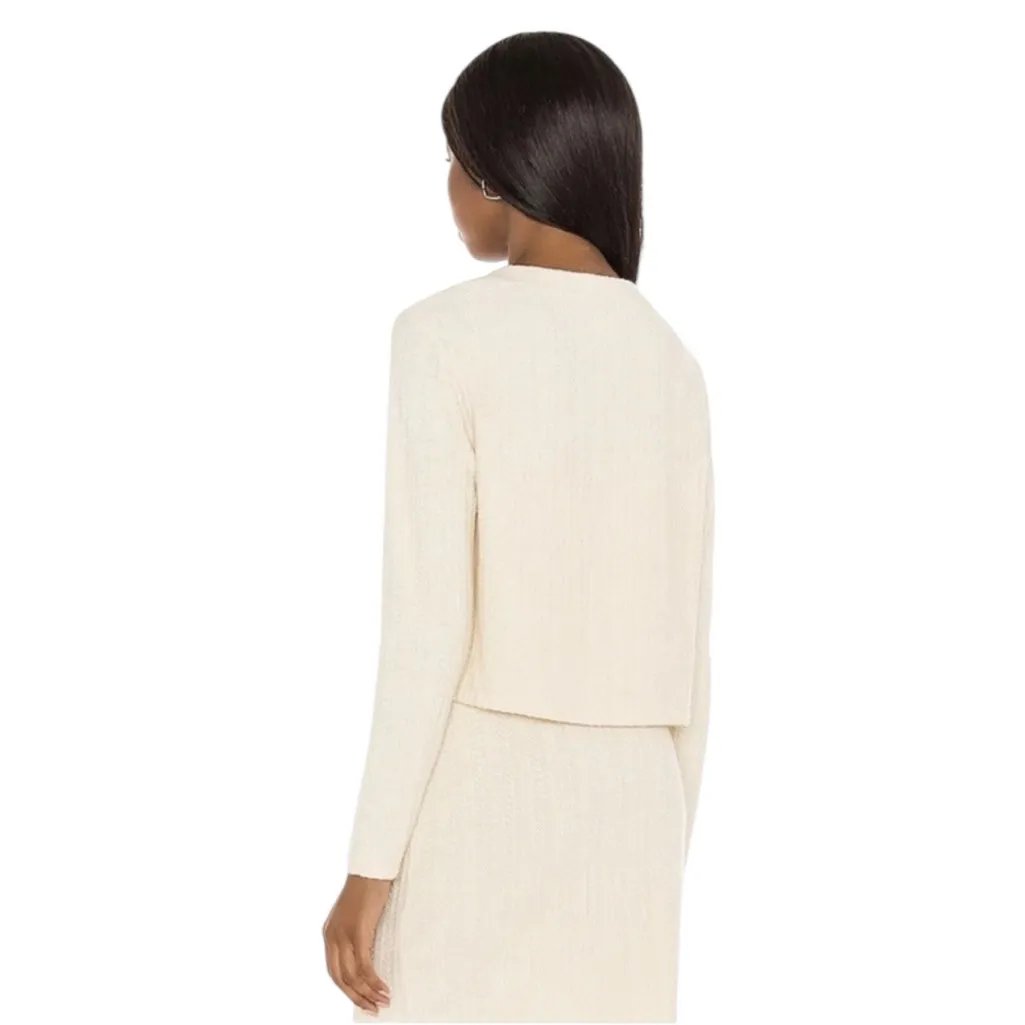 SAYLOR x REVOLVE Beige Pointelle Knit Cardigan - Size: Large - Image 3