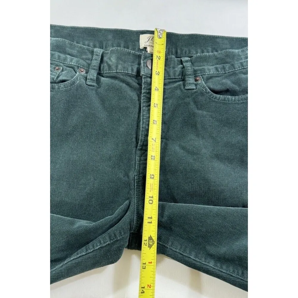 J. Crew Women's Corduroy Pants Size 32 Green High-Rise Toothpick Pockets - Image 7