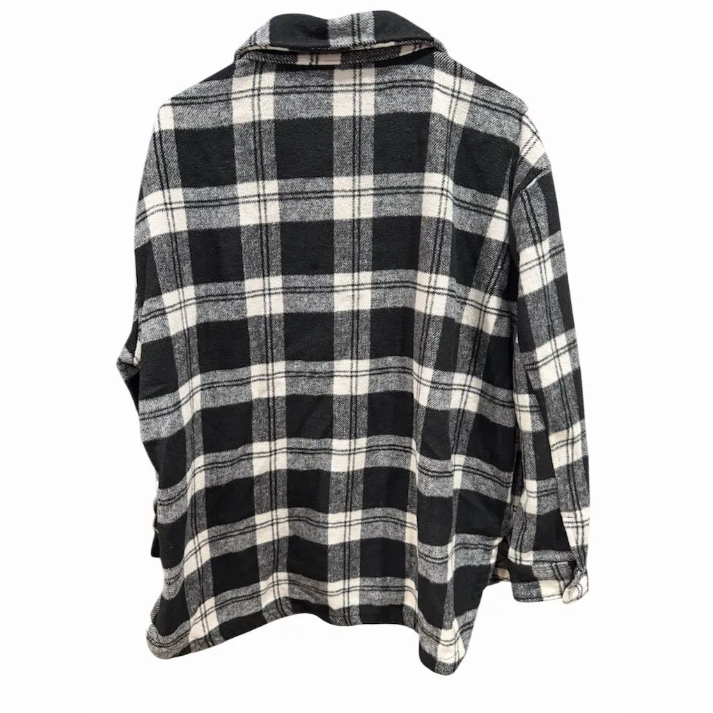 Member's Mark Women's Plaid Shacket Black & White Size L Button - Image 4