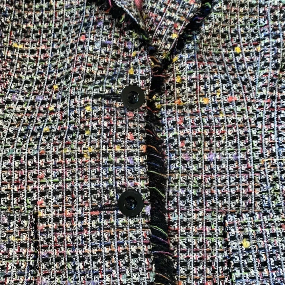 GEORGE blazer jacket fringed black multi colored fully lined buttons NEW size 10 - Image 4