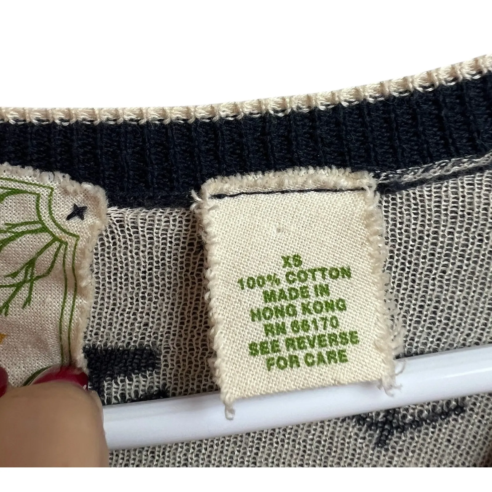 Anthropologie Sparrow Navy Cream Tulip Button Down Cardigan Lightweight XS Blue - Image 3