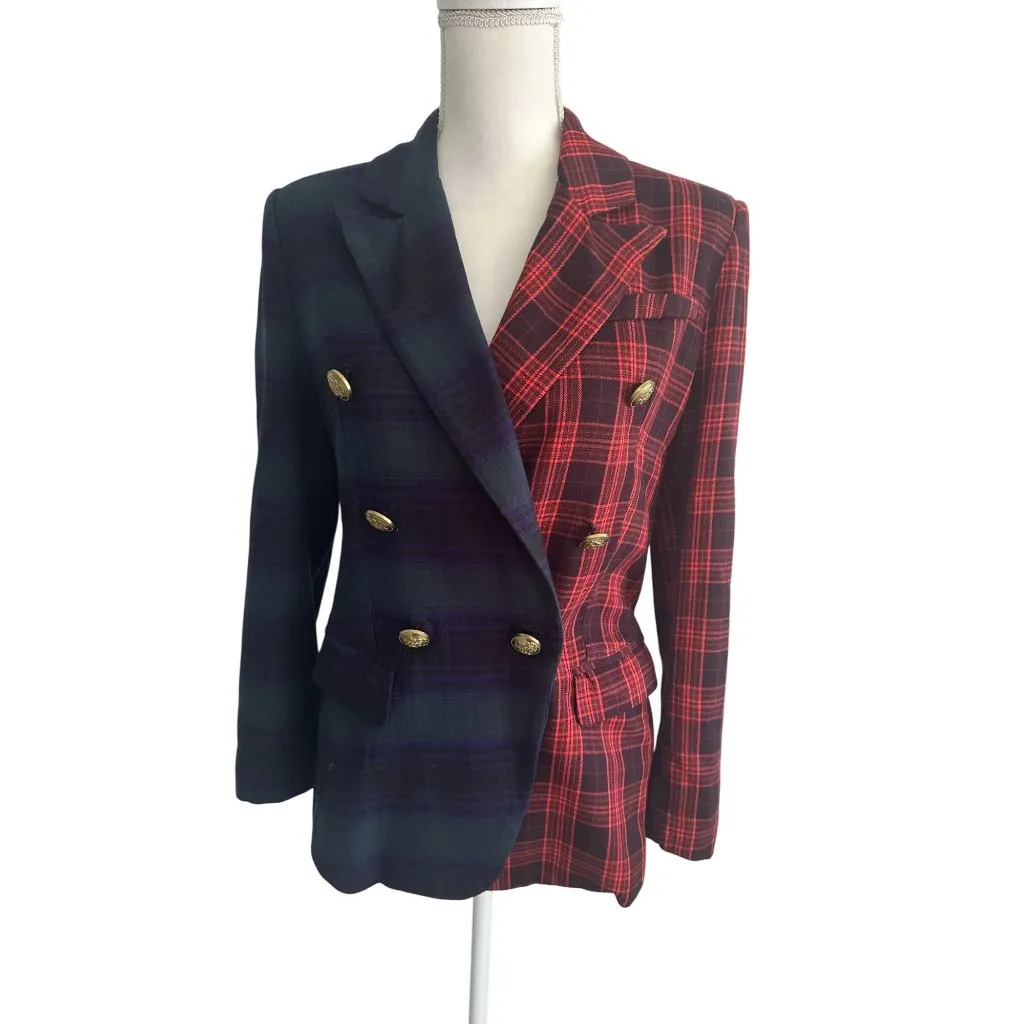 STEVE MADDEN Plaid Tartan Split Buttoned Blazer Jacket Sz Small - Image 5